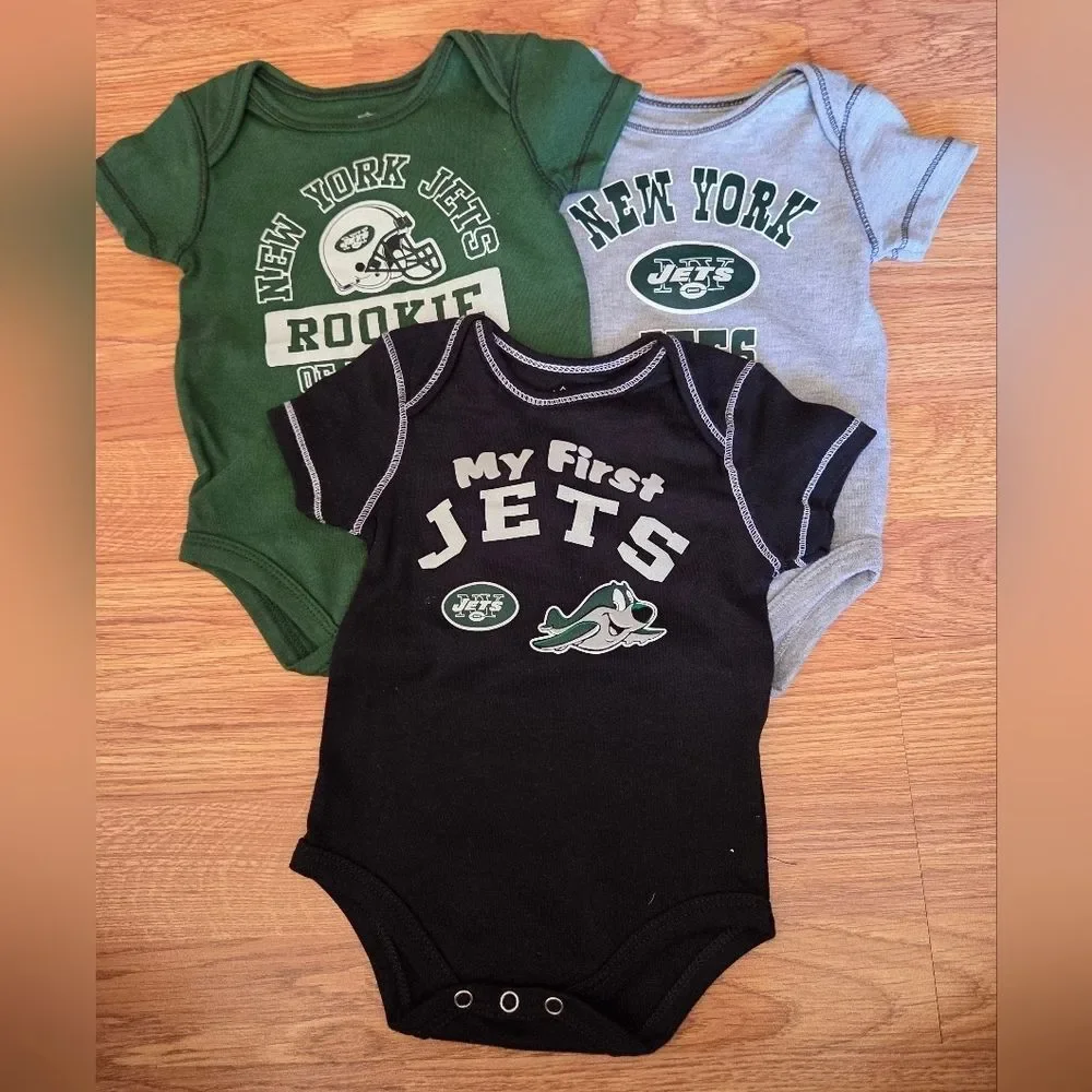 NFL NY Jets Baby Bodysuit 3pc 3-6 Months NWT 100% Cotton Football Athletic